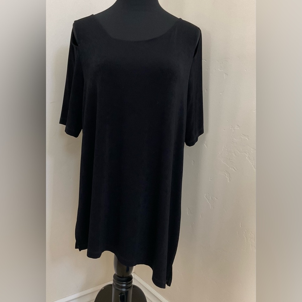 Chico's Travelers Asymmetrical Cut Out Tunic Black Chico's 3 16/18